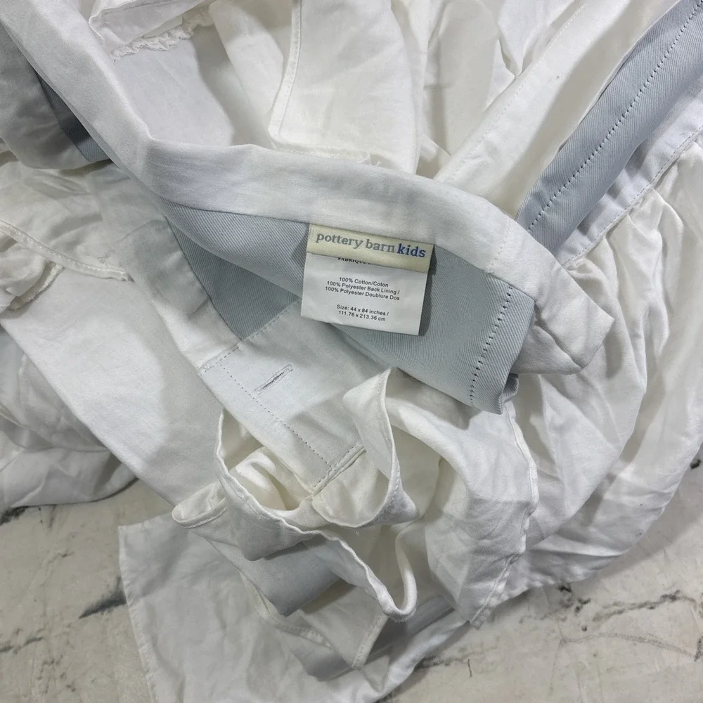 Pottery Barn Kids Ruffles Layers Blackout Curtain White 44x84 Each 2 Panels